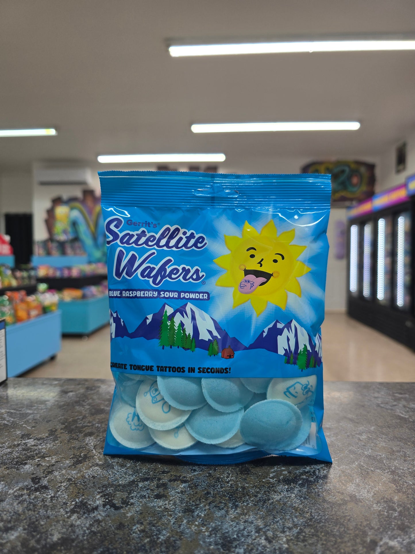 Satellite walfers blue raspberry sour powder